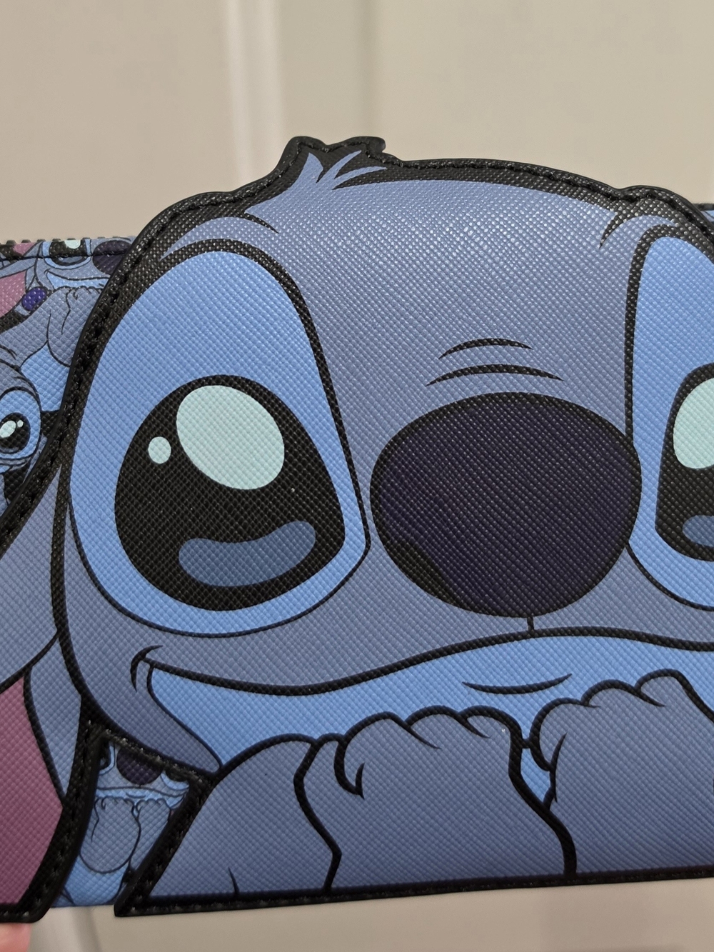 Disney Stitch Peekaboo Flap Wallet | Blue Faux Leather | Zip Around | Cute Kawai
